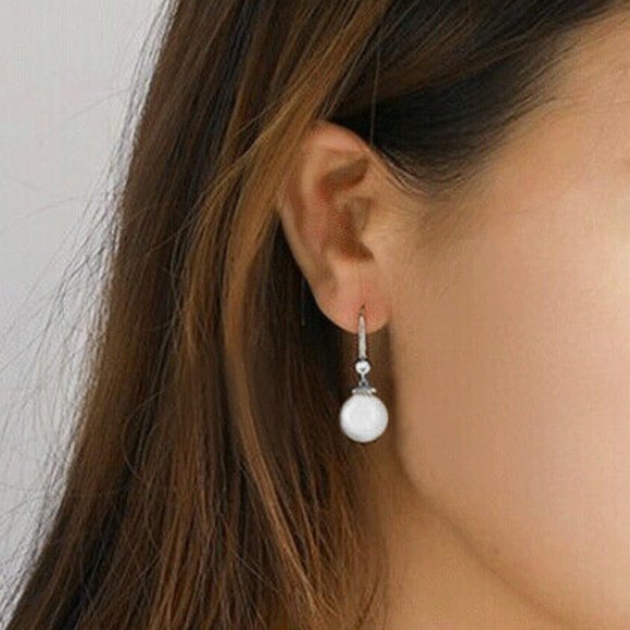 925 Silver White Pearl Drop Earrings - Picture 3 of 3